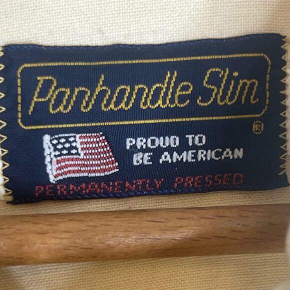 Vintage 70s Panhandle Slim Mens Size Medium Pale Yellow Western Shirt 16/33 - Picture 7 of 8